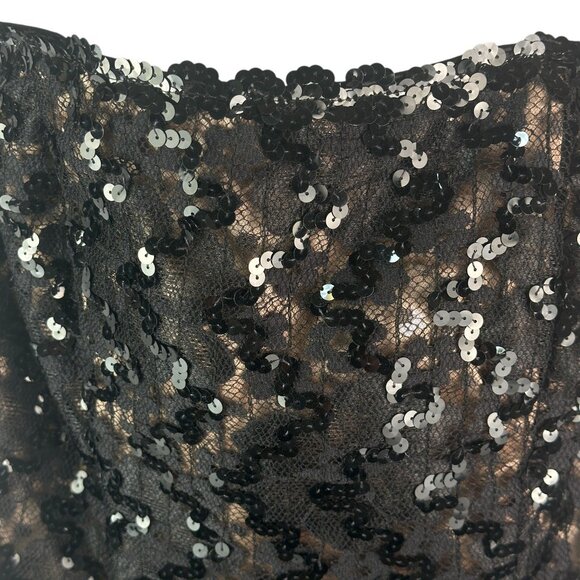 Jessica McClintock Vtg Black Sequin Mini Bodycon Party Cocktail Dress Size 8 NWT - Picture 4 of 14